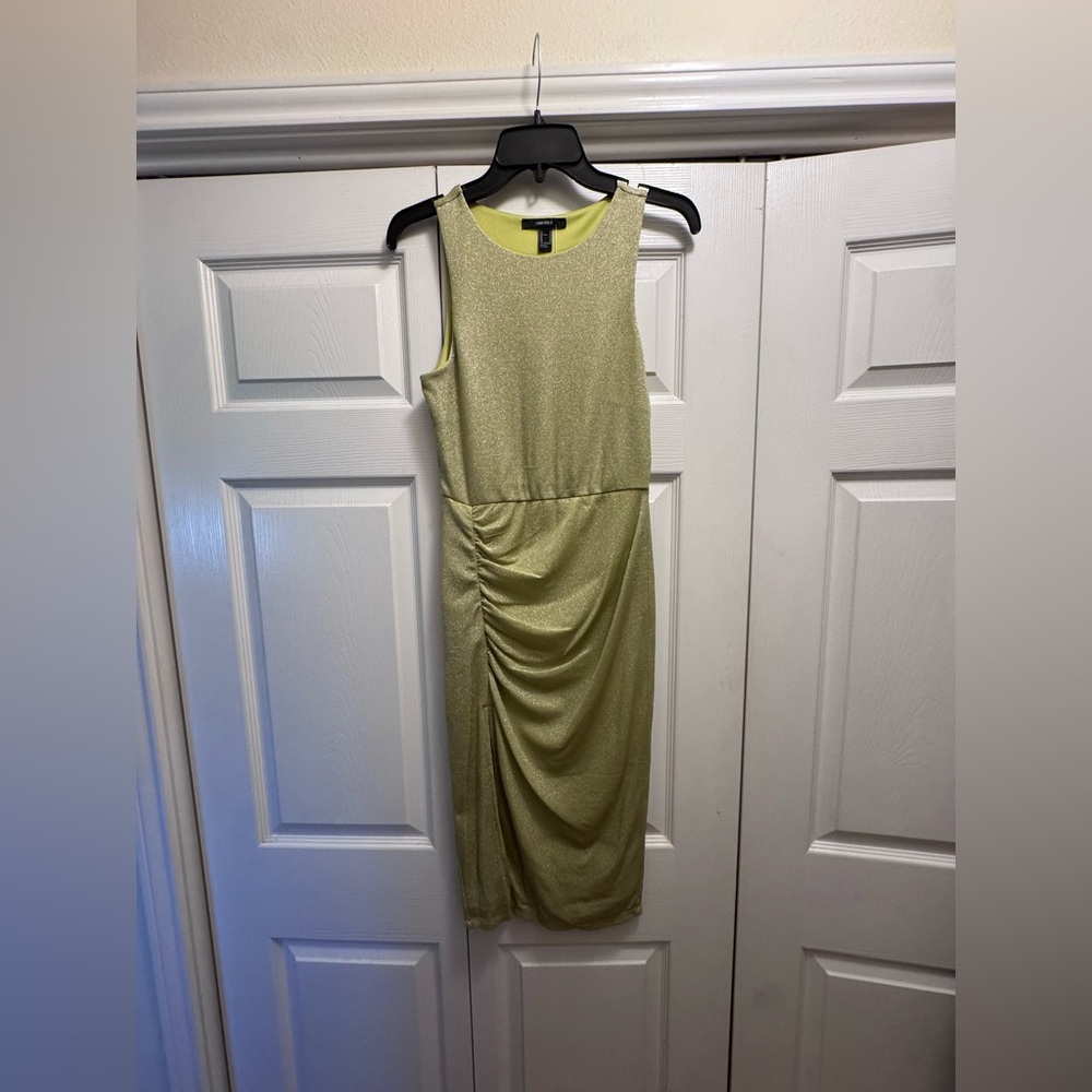 Elegant Lime Green Shimmery Sleeveless Dress